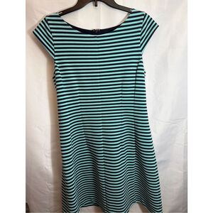 Lilly Pulitzer Teal Navy Stretch Knit Dress Size L Resort Wear Fit & Flare